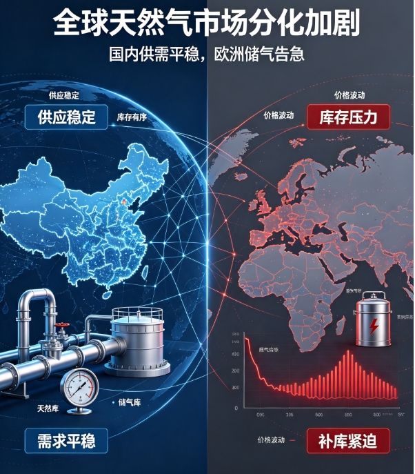 全球天然气市场分化加剧:国内供需平稳,欧洲储气告急