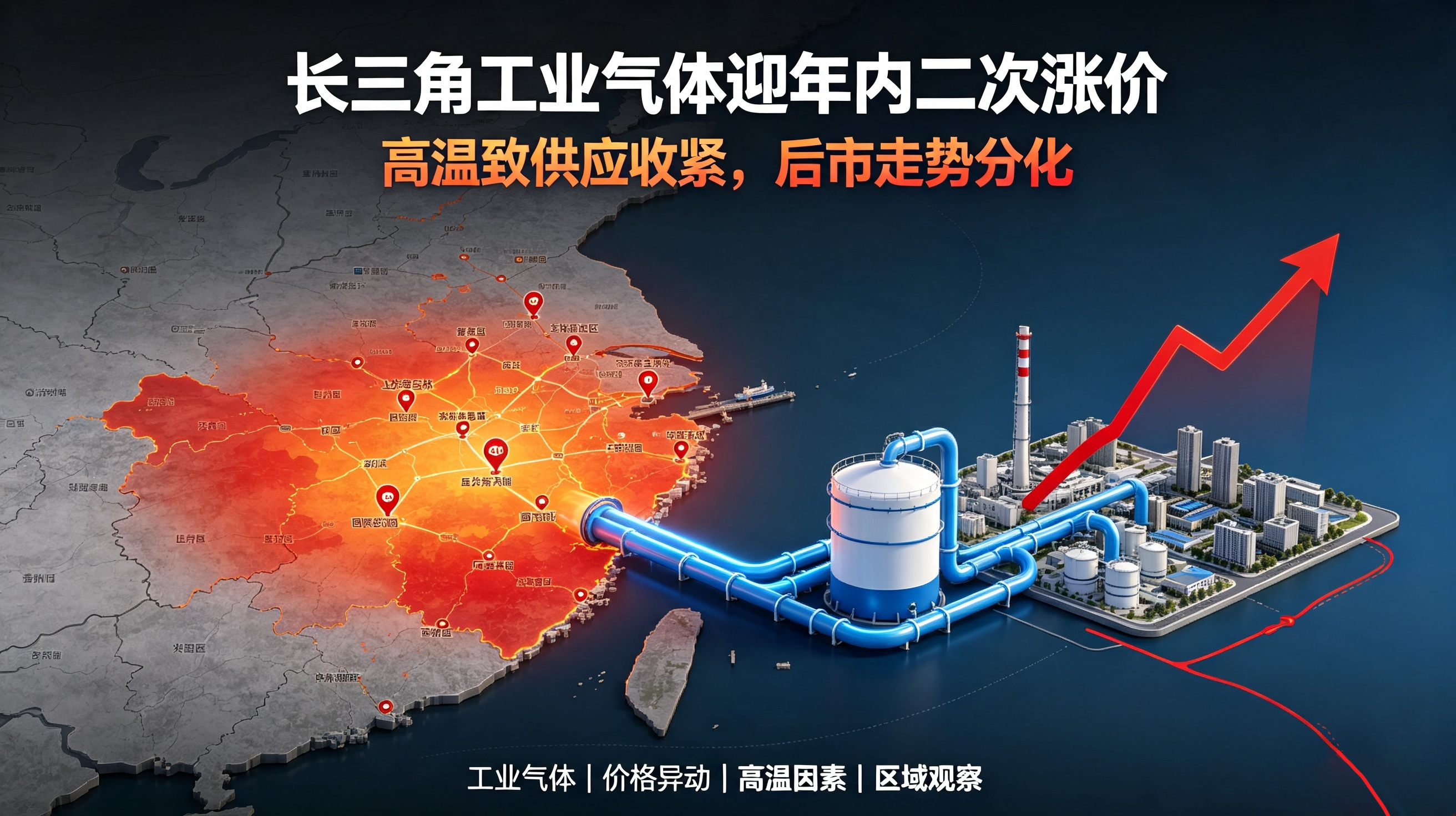 长三角工业气体迎年内二次涨价：高温致供应收紧，后市走势分化