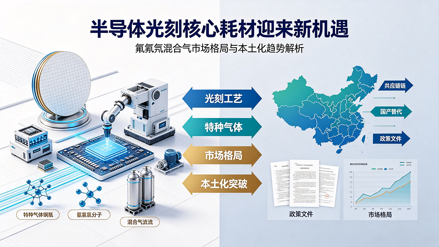 半导体光刻核心耗材迎来新机遇:氟氪氖混合气市场格局与本土化趋势解析