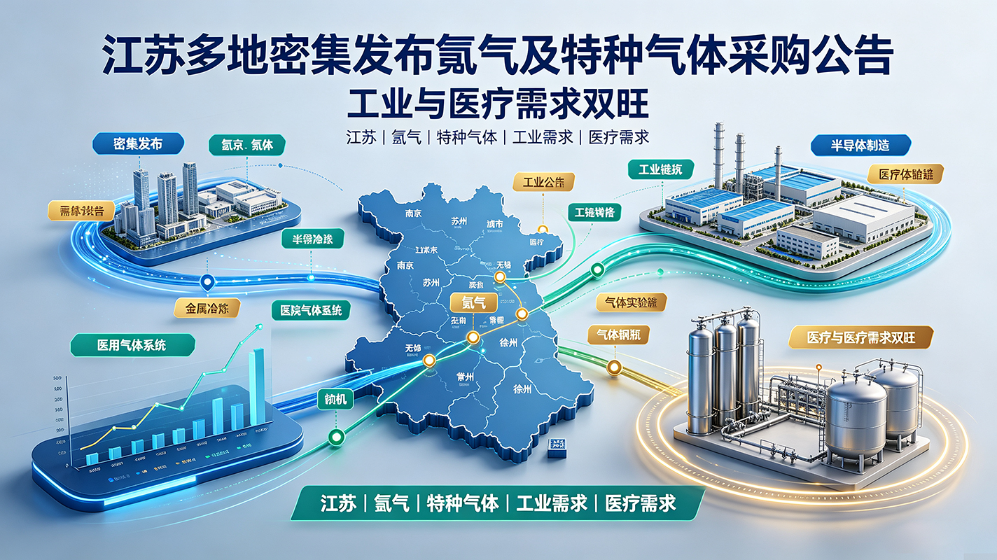 江苏多地密集发布氩气及特种气体采购公告，工业与医疗需求双旺