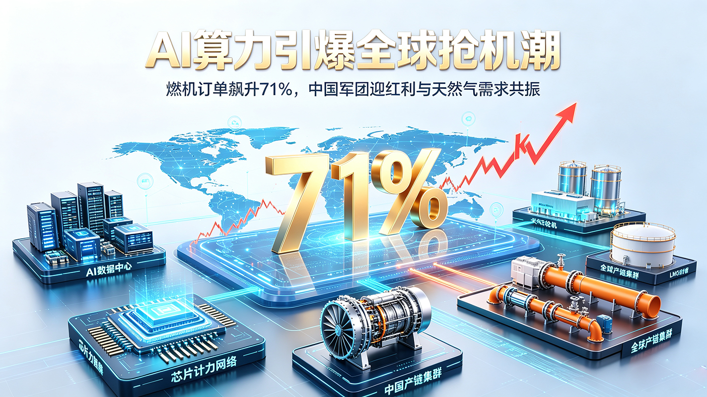 AI算力引爆全球抢机潮:燃机订单飙升71%,中国军团迎红利与天然气需求共振