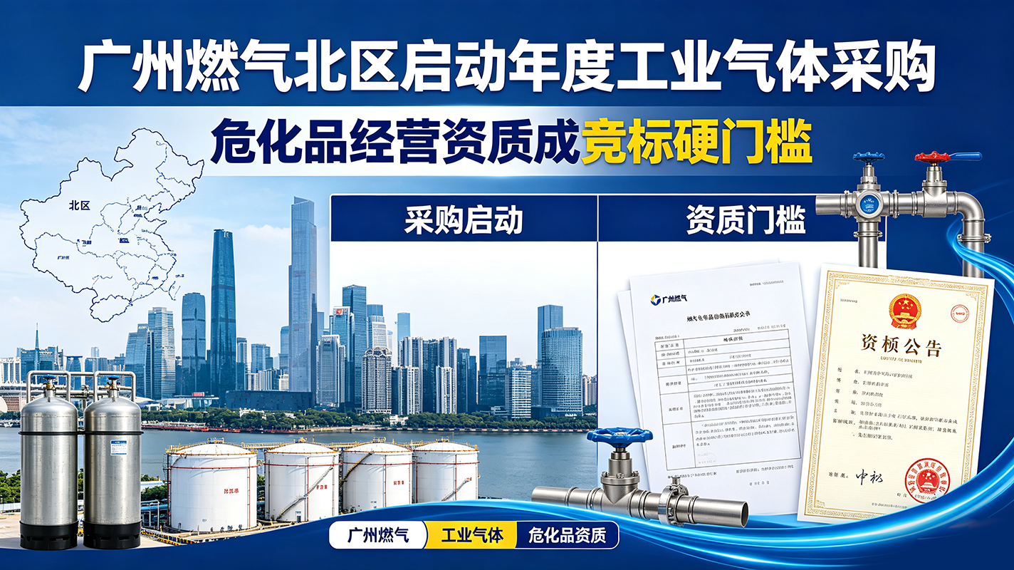 广州燃气北区启动年度工业气体采购,危化品经营资质成竞标硬门槛