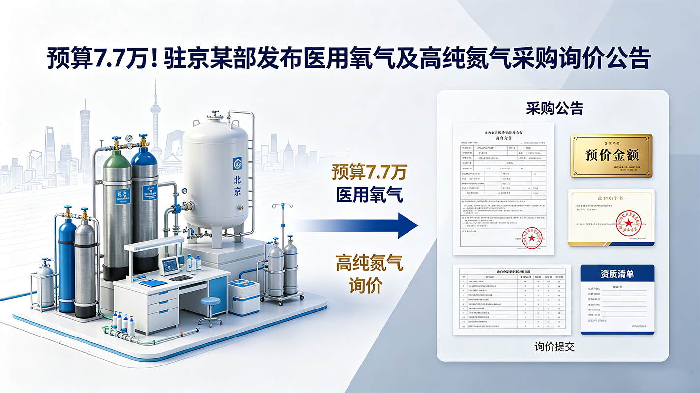 预算7.7万！驻京某部发布医用氧气及高纯氮气采购询价公告