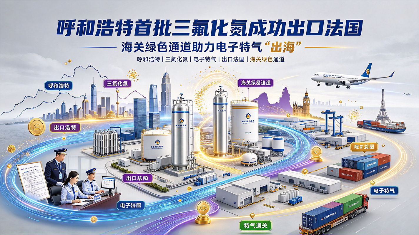 呼和浩特首批三氟化氮成功出口法国，海关绿色通道助力电子特气“出海”