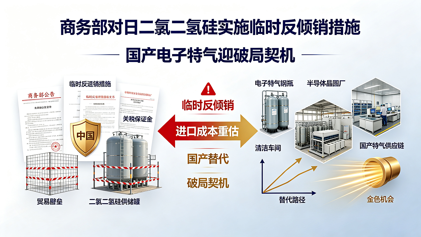 商务部对日二氯二氢硅实施临时反倾销措施,国产电子特气迎破局契机