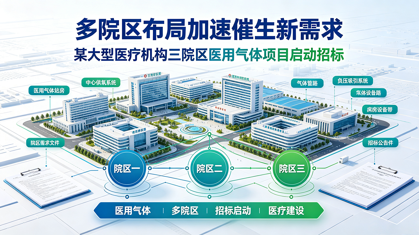 多院区布局加速催生新需求:某大型医疗机构三院区医用气体项目启动招标