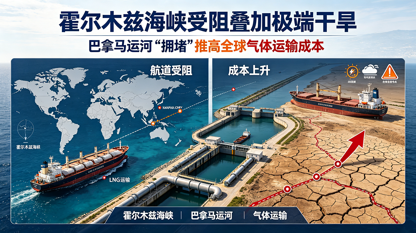 霍尔木兹海峡受阻叠加极端干旱,巴拿马运河“拥堵”推高全球气体运输成本
