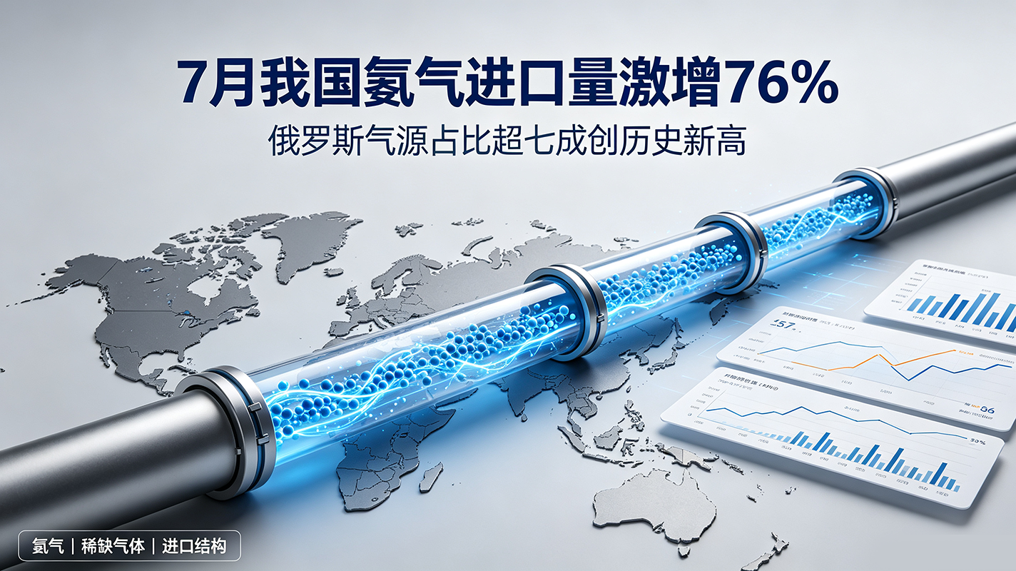 7月我国氦气进口量激增76%，俄罗斯气源占比超七成创历史新高