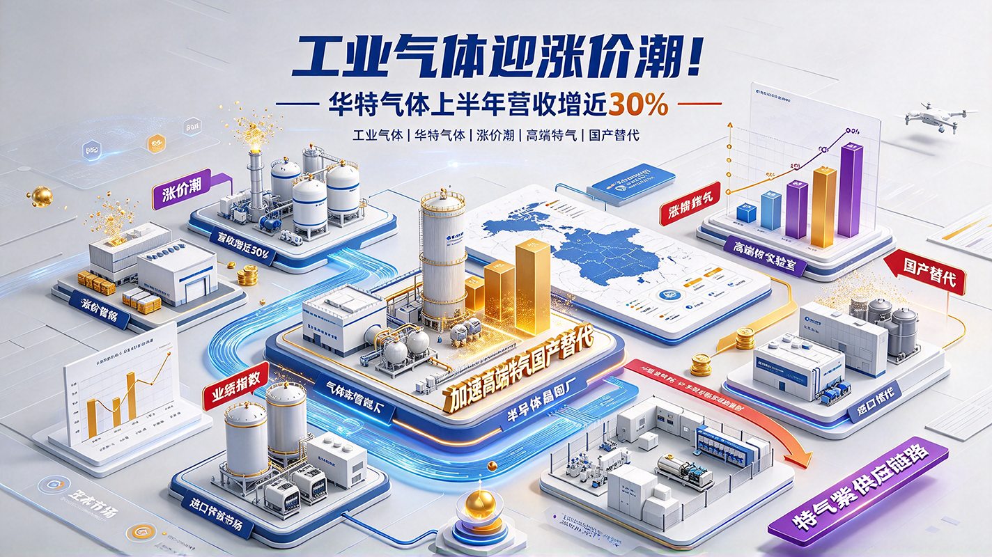 工业气体迎涨价潮!华特气体上半年营收增近30%,加速高端特气国产替代