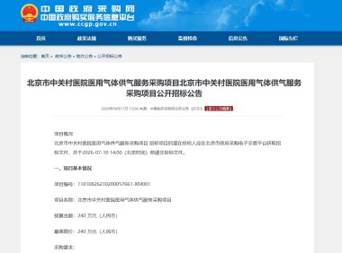 聚焦北京气体招投标市场:高精度监测与能源用气需求释放,标气中标价2800元起