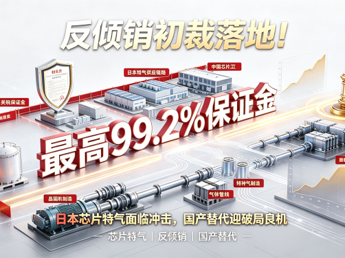 反倾销初裁落地!日本芯片特气面临最高99.2%保证金,国产替代迎破局良机